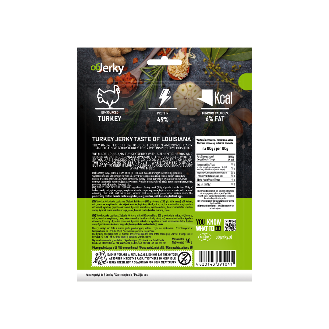 ObJerky Turkey Louisiana, 40 gr.